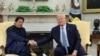 Pakistan’s Prime Minister Imran Khan shakes hands with U.S. President Donald Trump at the start of their meeting in the Oval Office of the White House in Washington, July 22, 2019. 