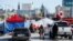 Truckers and supporters continue to protest coronavirus disease (COVID-19) vaccine mandates from the camp at the Canadian War Museum, in Ottawa, Ontario, Canada, Feb. 14, 2022.