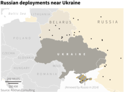 Russia has massed enough troops near Ukraine to launch a major invasion, Washington said on Feb. 11, 2022, as it urged all U.S. citizens to leave the country within 48 hours. Ukraine officials estimate Russia has deployed more than 100,000 troops near the