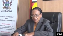 Evelyn Ndlovu, Zimbabwe’s minister of primary and secondary education, Harare, Feb. 10, 2022. (Columbus Mavhunga/VOA)