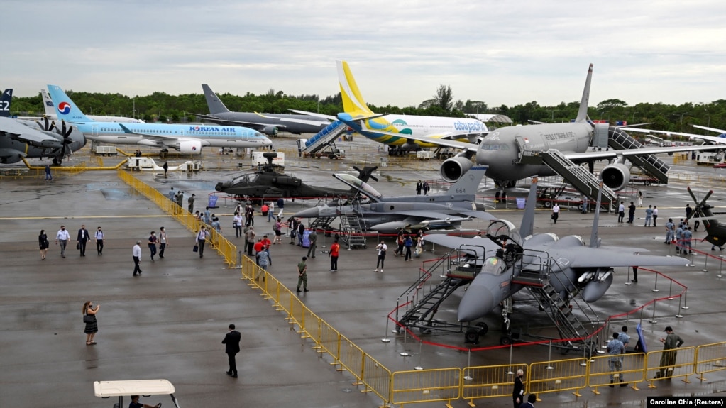 A view of the static display of aircrafts at the Singapore Airshow in Singapore, February 16, 2022. REUTERS/Caroline Chia