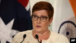 AustraliaAustralia's Foreign Minister Marise Payne in Melbourne, Australia, Feb. 12, 2022. 