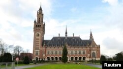 FILE - The building of the International Court of Justice (ICJ) is seen in The Hague, Netherlands, Dec. 9, 2019.