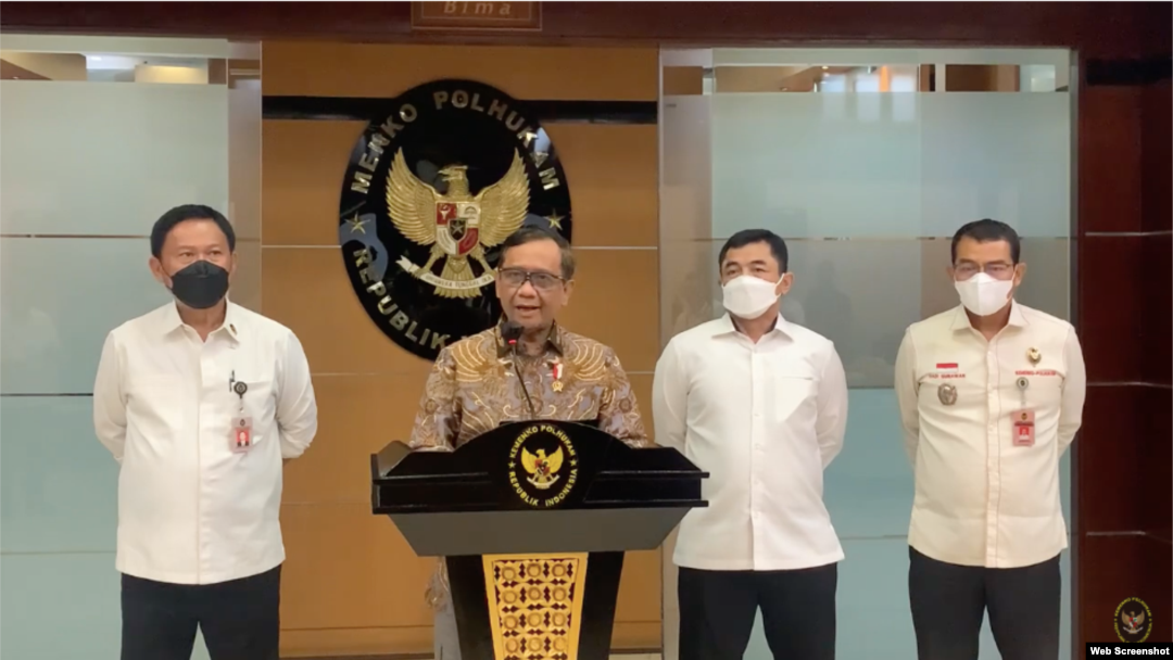 Menkopolhukam Mahfud MD memberikan pernyataan di Jakarta (foto: dok). 