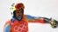 FILE - Eritrea's Shannon Abeda reacts after competing in the Men's Giant Slalom at the Jeongseon Alpine Center during the Pyeongchang 2018 Winter Olympic Games in Pyeongchang, South Korea, Feb. 18, 2018.
