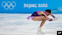 Kamila Valieva, of the Russian Olympic Committee, competes in the women's short program during the figure skating at the 2022 Winter Olympics, in Beijing, China, Feb. 15, 2022.