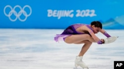 Kamila Valieva, of the Russian Olympic Committee, competes in the women's short program during the figure skating at the 2022 Winter Olympics, in Beijing, China, Feb. 15, 2022.