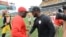 FILE - Tampa Bay Buccaneers head coach Lovie Smith, left, and Pittsburgh Steelers head coach Mike Tomlin shake hands following a game on Sept. 28, 2014, in Pittsburgh. There are currently two Black head coaches in the 32-team NFL.