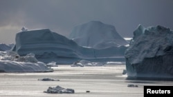 FILE - Icebergs float in Disko Bay, near Ilulissat, Greenland, Sept. 14, 2021. 