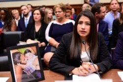 FILE - Yazmin Juarez, mother of 19-month-old Mariee, who died after detention by U.S. Immigration and Customs Enforcement, testifies before a House Oversight Subcommittee on Civil Rights and Human Services hearing in Washington, July 10, 2019.