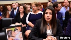 Yazmin Juarez, mother of 19-month-old Mariee, who died after detention by U.S. Immigration and Customs Enforcement (ICE), testifies before a House Oversight Subcommittee on Civil Rights and Human Services hearing in Washington, July 10, 2019. 