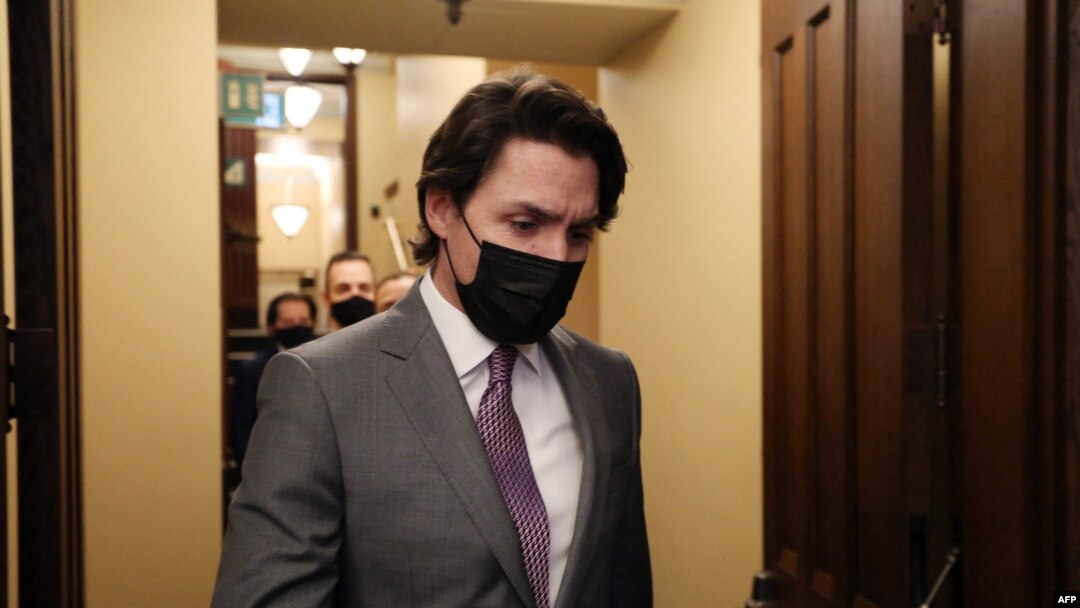Canada's Prime Minister Justin Trudeau arrives for Question Period in the House of Commons on Parliament Hill, Feb. 9, 2022 in Ottawa, Canada.