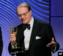 FILE - Charles Osgood accepts the award for outstanding morning program for "CBS Sunday Morning" at the 40th Annual Daytime Emmy Awards on June 16, 2013, in Beverly Hills, California.