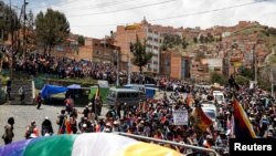 Simpatizantes del ex presidente boliviano Evo Morales en una protesta en La Paz el 21 de noviembre de 2019.