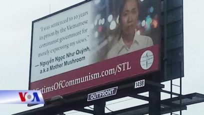 Mẹ Nấm xuất hiện trên billboard của Quỹ Nạn nhân Chế độ Cộng sản