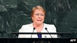 Michelle Bachelet, la Haut commissaire des Nations Unies pour les droits de l'Homme, à New York, le 10 août 2018.