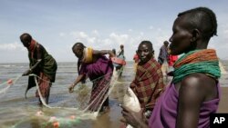 Indigenous populations at Loarengak in remote northwest Kenya surrive on fish and cattle in region where survival depends on access to water from the Omo River in Ethiopia. Ethiopia is building a hydro dam that Kenyans fear threatens Kenyan livelihoods.