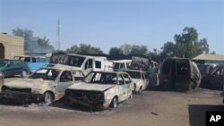 Gidajen da suka kone bayan hare-haren Boko Haram a Bama