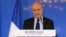 Former French prime minister Alain Juppe delivers his speech in Bordeaux, southwestern France, Monday, March 6, 2017. Juppe has confirmed that he won't be a replacement for the embattled conservative presidential candidate Francois Fillon if he decides to