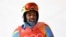 Atlet Ski asal Eritrea Shannon-Ogbnai Abeda bereaksi setelah berkompetisi di kategori Men's Giant Slalom di Olimpiade Musim Dingin 2018 di Pyeongchang, Korea Selatan, pada 18 Februari 2018. (Foto: AFP/Martin Bernetti)