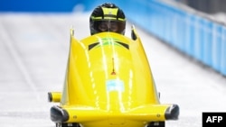 Jamaica's Jazmine Fenlator-Victorian takes part in a women's monobob training session during the Beijing 2022 Winter Olympic Games, Feb. 10, 2022.