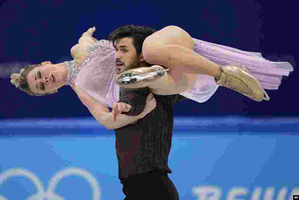 Madison Hubbell and Zachary Donohue of the United States perform their routine in the ice dance competition during the figure skating at the 2022 Winter Olympics in Beijing.