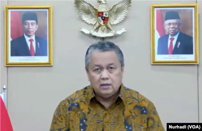 Gubernur Bank Indonesia, Perry Warjiyo, dalam tangkapan layar. (Foto: VOA/Nurhadi)