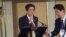 2013年春季安倍訪俄時在莫斯科對兩國工商界發表演講。 （美國之音白樺拍攝）