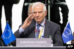 Perwakilan Tinggi Uni Eropa untuk Urusan Luar Negeri dan Kebijakan Keamanan Josep Borrell menghadiri sesi pleno pada KTT perdamaian di Ukraina, 16 Juni 2024. (Foto: AFP)