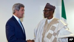 Shugaba Buhari da sakataren harkokin wajen Amurka John Kerry.