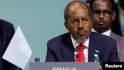 FILE - President Hassan Sheikh Mohamud of Somalia attends a summit in Stansstad near Lucerne, Switzerland, June 15, 2024. 