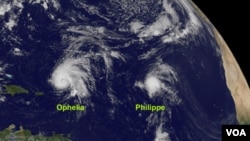 Al este de Ophelia, la tormenta tropical Philippe se dirige hacia las Bahamas.