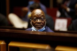 FILE — Former South African President Jacob Zuma, sits in the High Court in Pietermaritzburg, South Africa, May 26, 2021, at the start of his corruption trial.