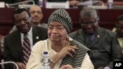 Liberian President Ellen Johnson Sirleaf looks on during the closing session of the 17th African Union Summit, at Sipopo Conference Center, outside Malabo, Equatorial Guinea (File Photo - July 1, 2011)