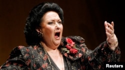 FILE - Spanish soprano Montserrat Caballe performs during a concert in Santander, Spain, Dec. 9, 2006. 