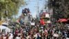 Warga Haiti melakukan protes menentang situasi ekonomi, politik dan sosial negara mereka yang tidak stabil di Port-au-Prince, Haiti, 17 Februari 2022. (Foto: REUTERS/Ralph Tedy Erol)