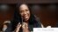 FILE - Ketanji Brown Jackson, nominated to be a US Circuit Judge for the District of Columbia Circuit, testifies before a Senate Judiciary Committee hearing on pending judicial nominations, April 28, 2021.