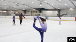 Asian American girls practicing figure skating at Fairfax Ice Arena (Source: screenshot. VJ: Songlin Zhang)
