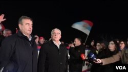 Nebojša Medojević i Andrija Mandić na demonstracijama koje su u organizaciji Demokratskog fronta održane u više gradova Crne Gore, 24. februara 2022.