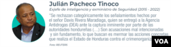 Honduras políticos señalados en EE.UU. Julián Pacheco