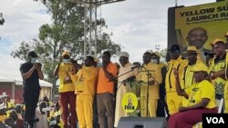 Nelson Chamisa addressing followers in Harare