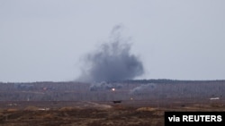 Troops take part in the joint military drills of the armed forces of Russia and Belarus at a firing range in the Brest Region, Belarus February 19, 2022.