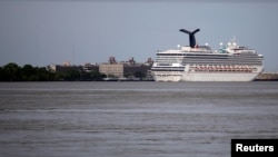 FILE - Carnival Valor cruise ship is docked in its home port of New Orleans, Louisiana, U.S.