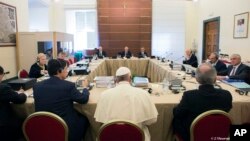 Pope Francis attends the IOR (Institute for Religious Works) Vatican Bank's council, at the Vatican, Nov. 24, 2015.