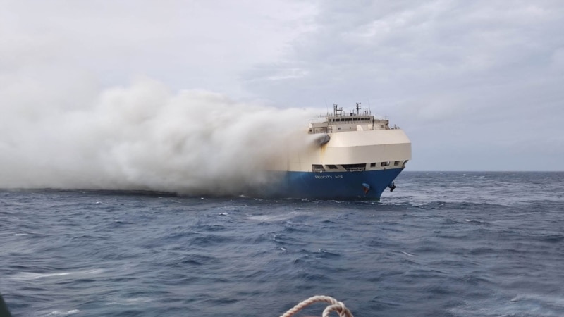 Firefighters Struggle to Douse Fire on Luxury Cars Vessel