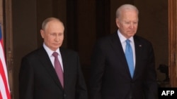 華盛頓 2021年6月16日美國總統拜登（Joe Biden）與俄羅斯總統普京（Vladimir Putin）會晤資料照。