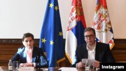Premijerka Ana Brnabić i predsednik Aleksandar Vučić na sednici Saveta za nacionalnu bezbednost (foto Instagram)