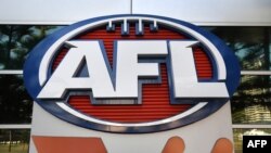 FILE - Signage is seen outside the Australian Football League (AFL) headquarters in Melbourne, June 29, 2020.