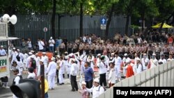 Umat Islam di depan Kedutaan Besar India di Jakarta pada 13 Maret 2020, mengutuk serangan terhadap Muslim India. (Foto: AFP/Bay ismoyo)