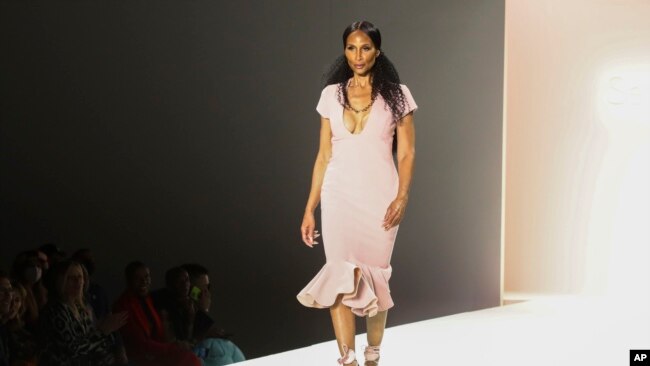 Fashion model Beverly Johnson walks the runway at the NYFW Fall/Winter 2022 Sergio Hudson fashion show at Spring Studios on Sunday, Feb. 13, 2022, in New York. (Photo by Andy Kropa/Invision/AP)